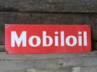 VINTAGE MOBIL PORCELAIN GAS SIGN MOBILOIL MOBILGAS 18"X 6"