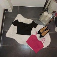 Neu set Shirt S 36 38 Crop Oberteil stretch pink schwarz TopZustand