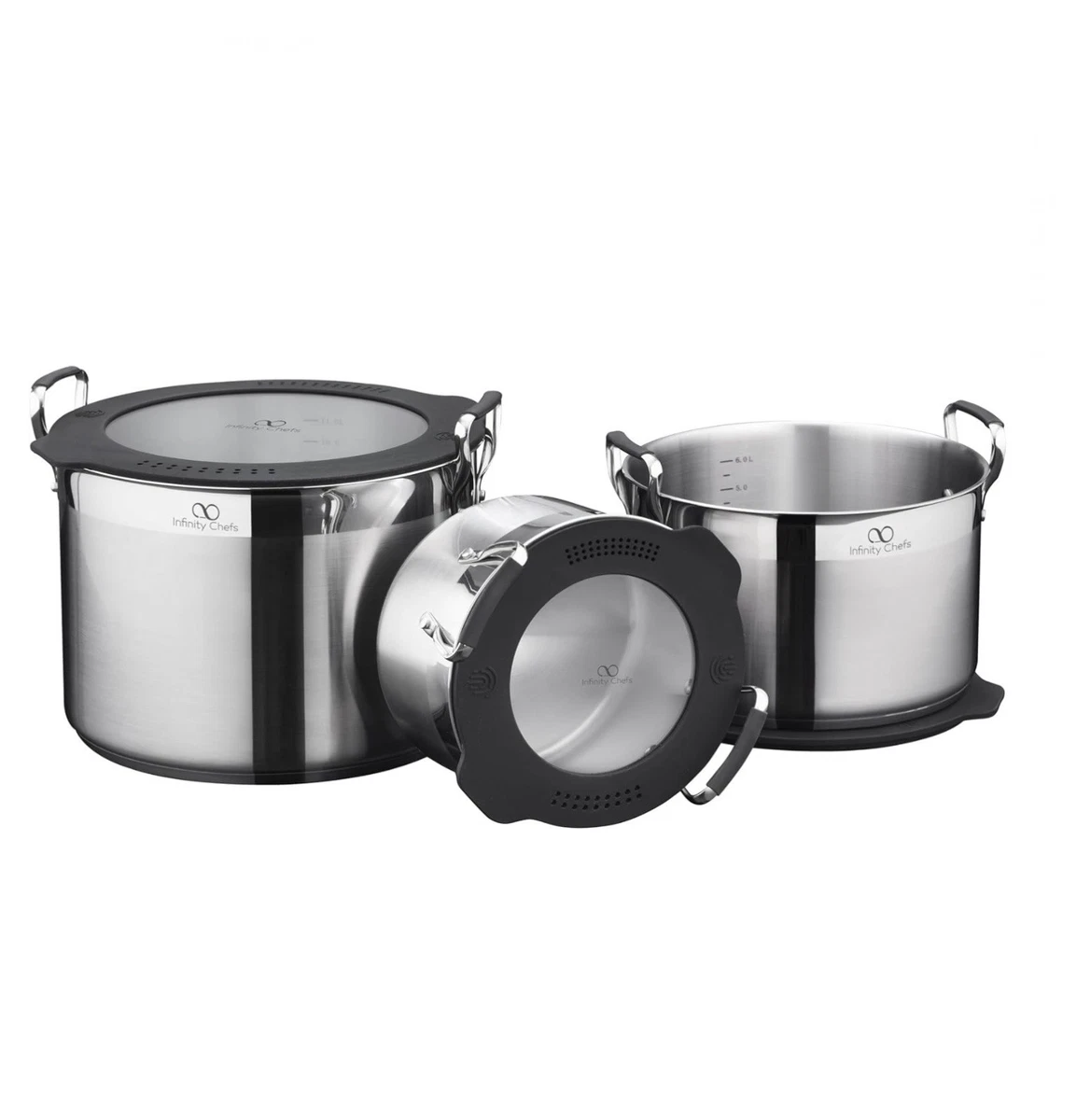 Set Pentole In Acciaio Inox 304 Con Nucleo In Alluminio: 9 Pezzi, Adatte A Induzione E Forno - 4