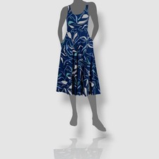 $89 Alfani Women Blue Printed Midi Tank Dress Petite Size PL