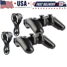 2x Black Wireless Bluetooth Video Game Controller Pad For Sony PS3 Playstation 3