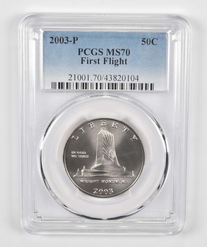 2003-P MS70 First Flight Commemorative Half Dollar PCGS Blue Label ...