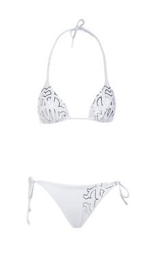 Roberto Cavalli  White Printed Two Piece Halter Neck Tie Bikini Set-