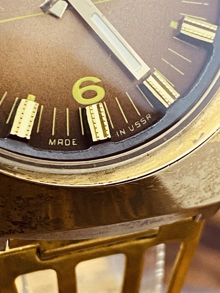 Vintage WATCH USSR SLAVA Asymmetric Gold Plated RARE Wristwatch Automatic #6268 - Image 2 of 4