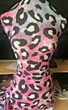 1-yard - 18" POLY STRETCH LEOPARD SKIN PRINT PURPLE, PINK BLUE COLORS
