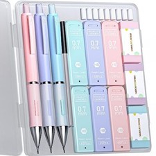 Pastel Mechanical Pencil Set 0.7mm, with HB 2 Lead Refills, Cute 0.7 mm