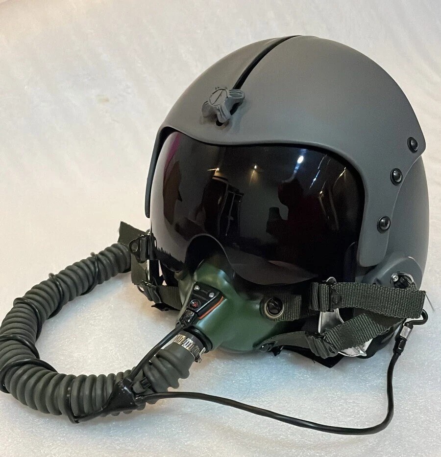 HGU-33 PLAIN GRAY FIGHTER PILOT HELMET+OXYGEN MASK GREEN REPLICA+