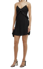 Michael Kors Women's Black Sleeveless Chain Strap V Neck A Line Dress Size 8