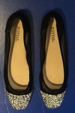 Just Fab Black Crystal Flats Size 7.5