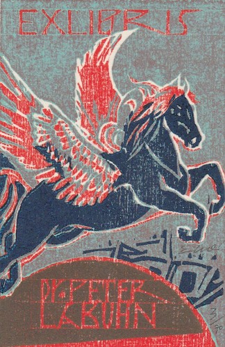 Exlibris - FRANK EISSNER - For Dr. Peter Labuhn - Pegasus - 2016 - Signed - X1-4 - Picture 2 of 4