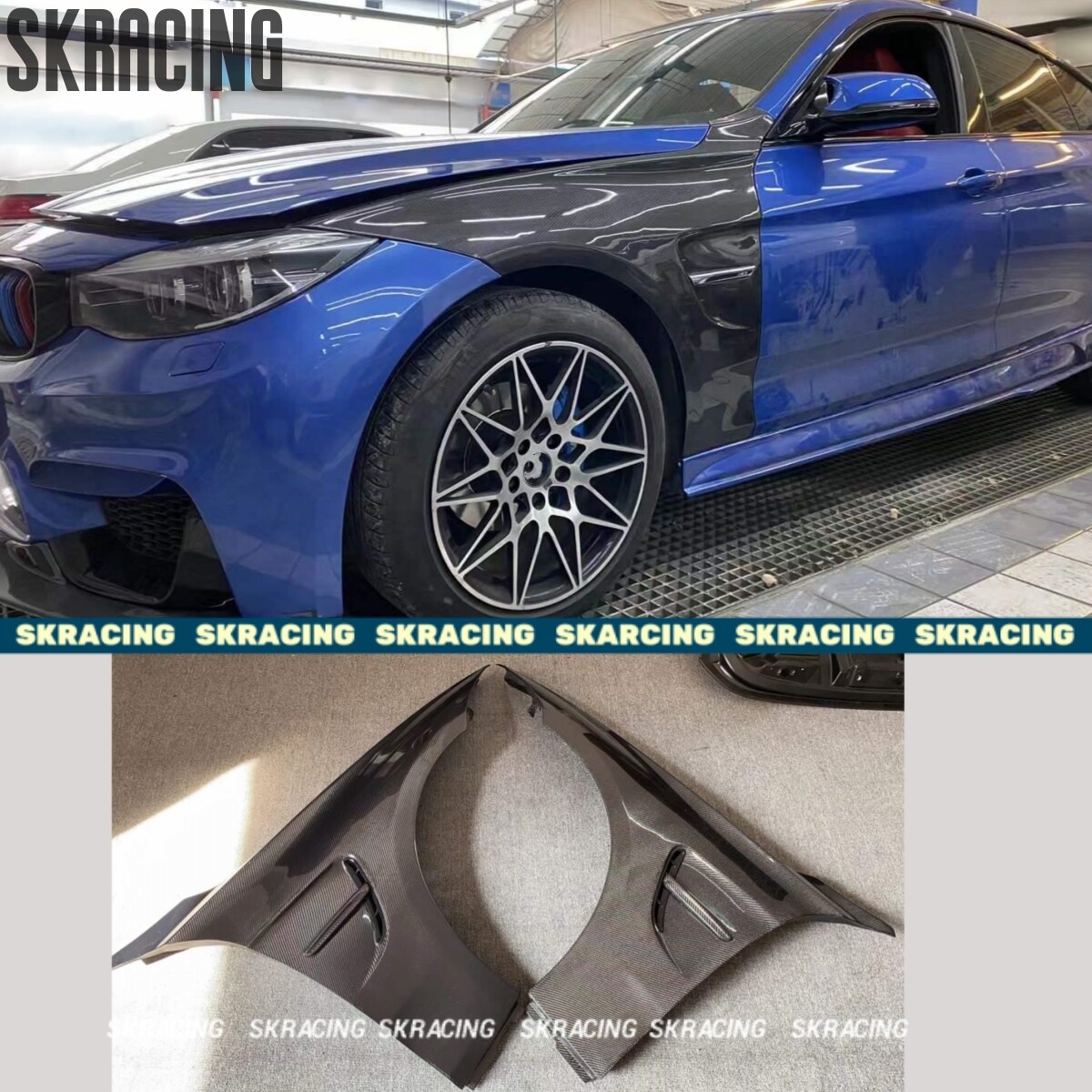 2PCS Dry Carbon Fiber Front Side Fender Cover Kit For 2015-20 BMW 