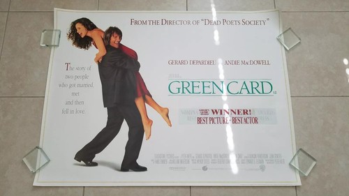 Green Card movie poster - 30 x 40  - Gerad Depardieu, Andie MacDowell