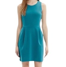 Madewell Teal Blue Verse Fit and Flare Sleeveless Stretch Dress small