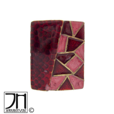 Vintage Emaille Ring rot glänzend enamel red rosa metal pink 70er Jahre
