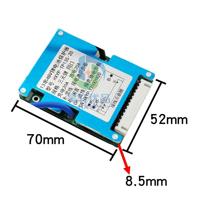 13S 48V 20A BMS Li-ion Battery Protection Board Common Port With