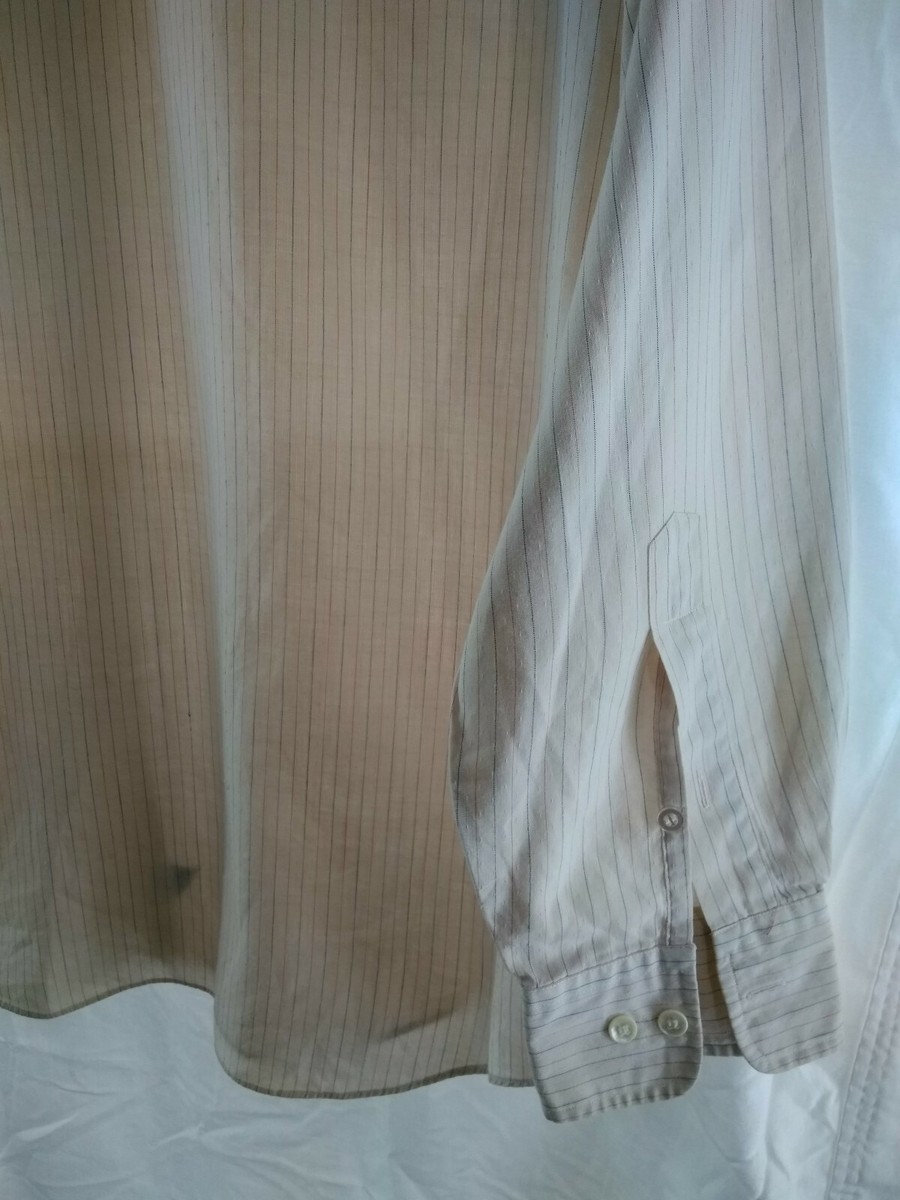 Chemise Gian Marco Venturi Rayures Beige - Taille 17, Manches Longues, Coton Mixte - Occasion Bon état
