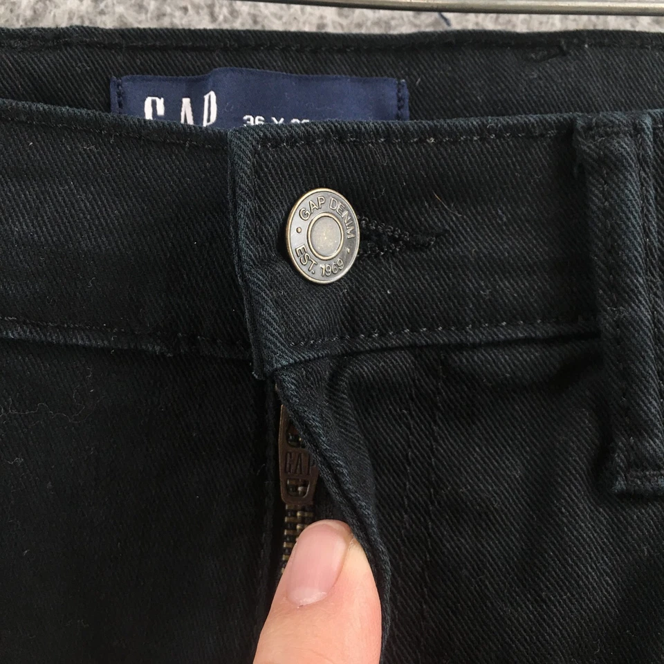 GAP Straight Leg Jeans Mens 36x32 Black Denim Slim Soft Wear Mid Rise Zip Fly - Image 4 of 4