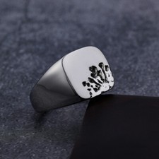 Men's Geometric Shape Rectangular Minimalist Polished Dot Ring 7-13 Size Silve