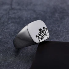 Men's Geometric Shape Rectangular Minimalist Polished Dot Ring 7-13 Size Silve