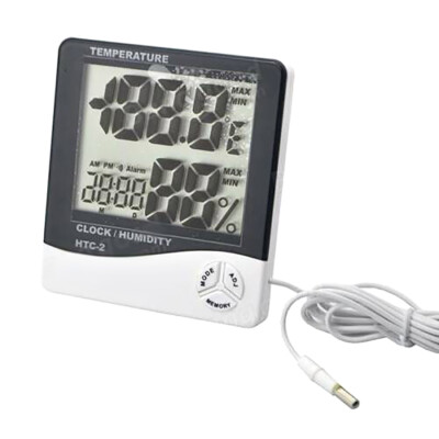 THERMOMETER HYGROMETER DIGITAL TEMPERATUR FEUCHTIGKEIT UHRZEIT DATUM HAUS HTC-2 SONDE SC0