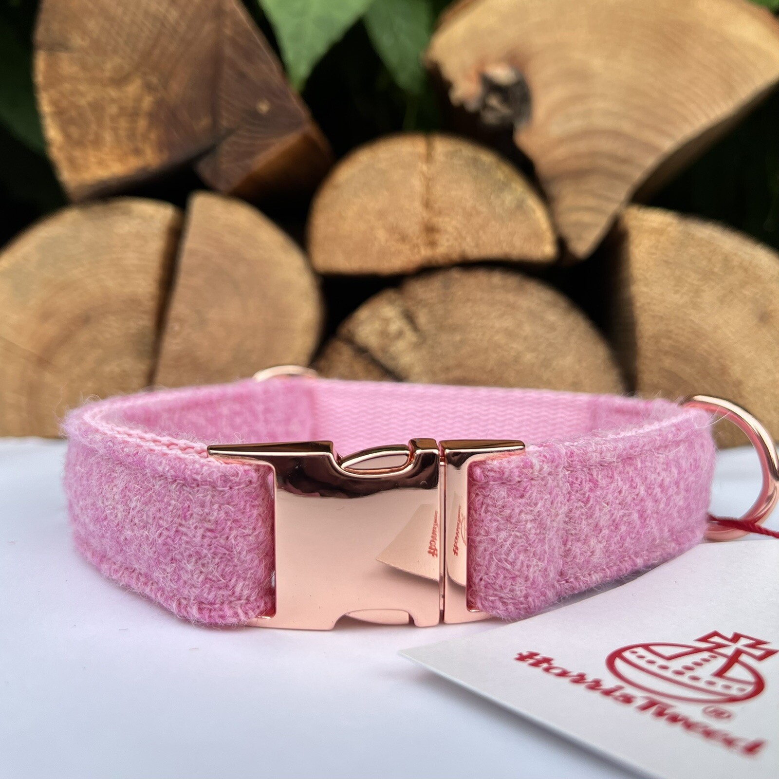 Harris Tweed ® Baby Pink Tweed Dog Collar Bow & Lead Set eBay