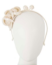 Cream leather flower winter racing fascinator by Max Alexander. RRP: 119.95