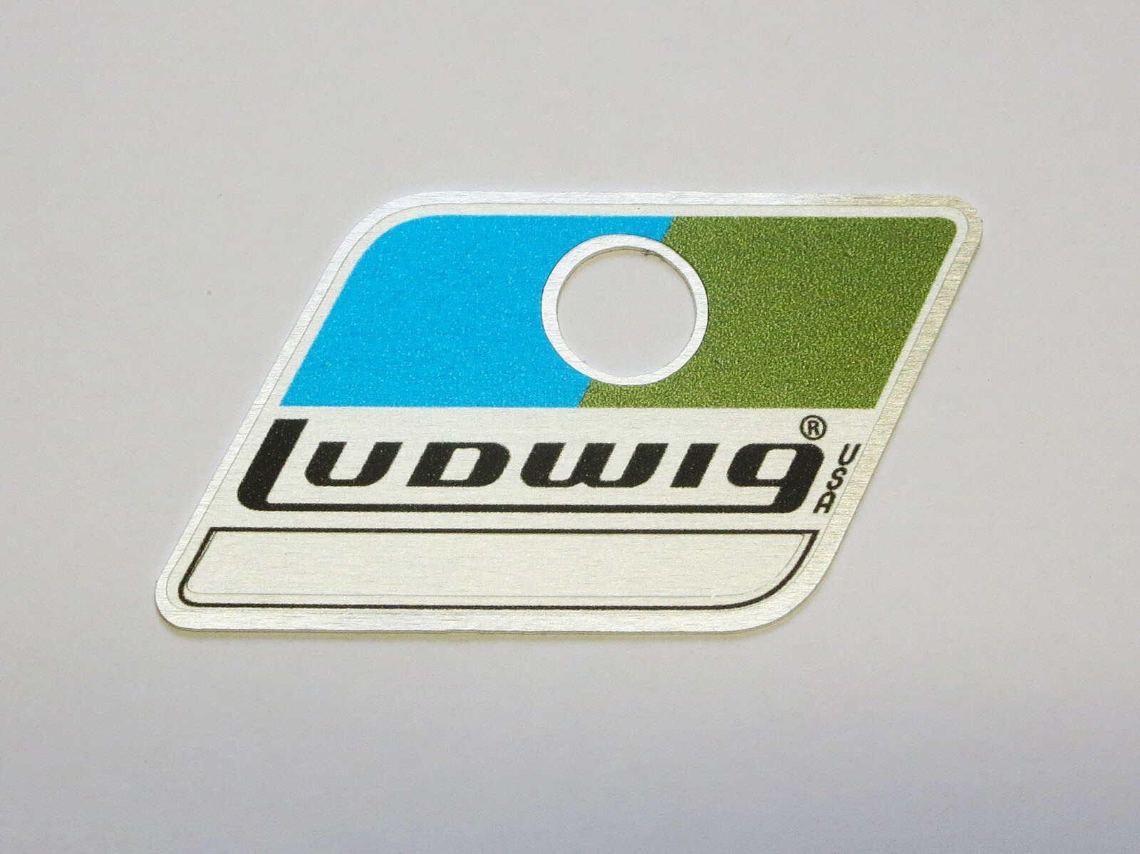 Ludwig Blue Olive drum badge, imprinted 7digits serial free