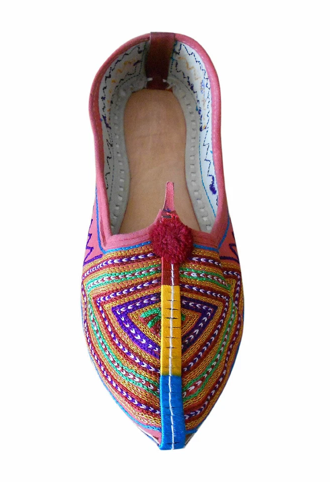 Zapatos de mujer indios hechos a mano de cuero mojaries sin cordones jutties ballet planos EE. UU. 6/7 Foto 2 de 4