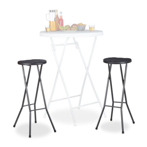 Folding Barstools Set of 2, Waterproof, Outdoor Breakfast Chairs, Backless, Tall - Picture 1 of 32