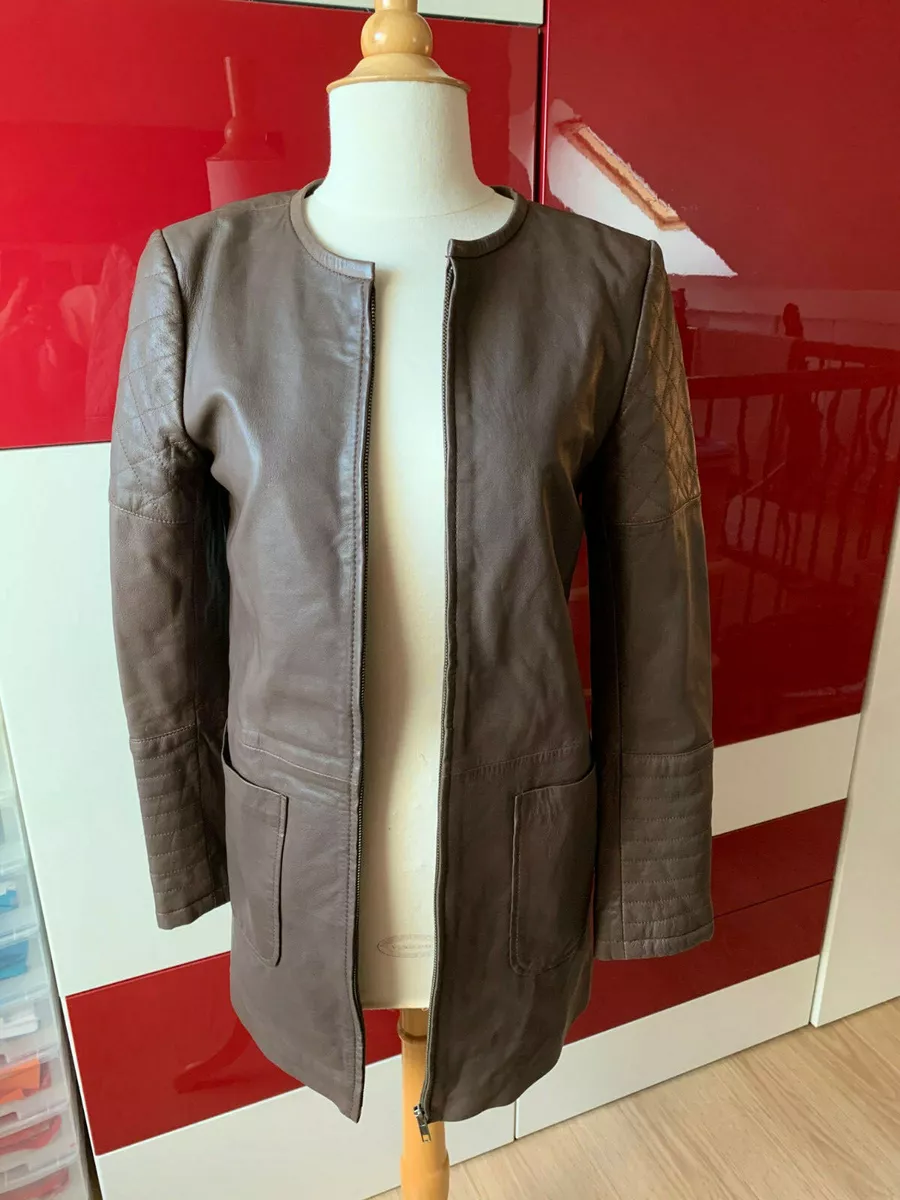 VESTE EN CUIR MARRON MARQUE CAROLL TAILLE 36 eBay