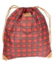 Simply Southern Gym Drawstring Backpack Cinch Bag Red Plaid 14"X16" #CDC