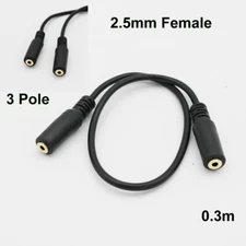 2.5mm 3 Pole Female to 2.5mm 3 Pole Female AUX Auxiliary Audio TRS Adapter Cable