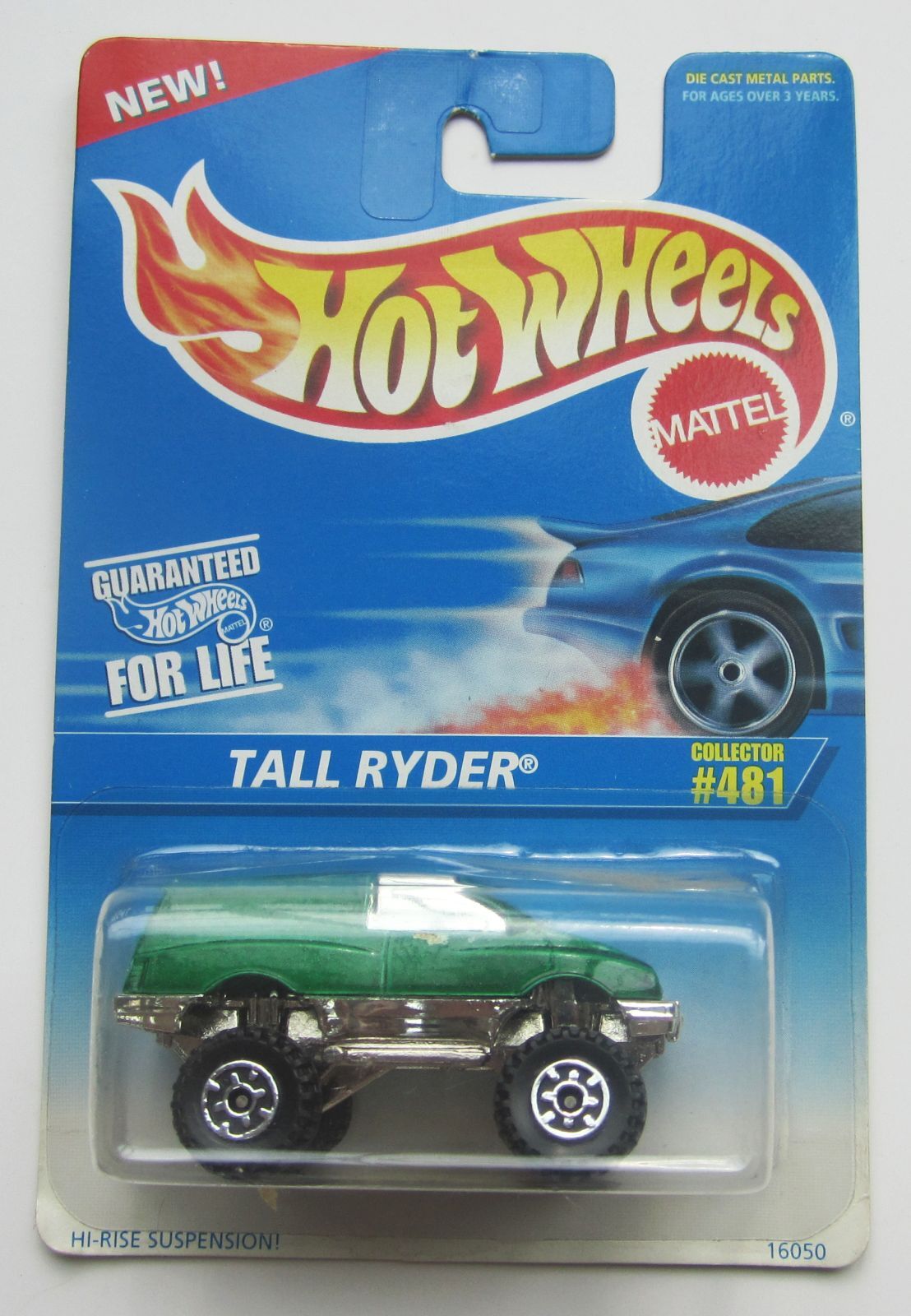 Hot Wheels TALL RYDER Green 1996 #481 Near Mint Card MOSC ORCT CHINA CASTING