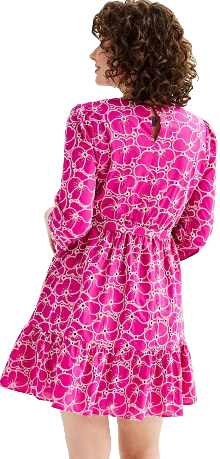 VETEMENTS Abito corto Draper James RSVP ricamato floreale mezza manica fucsia taglia XL