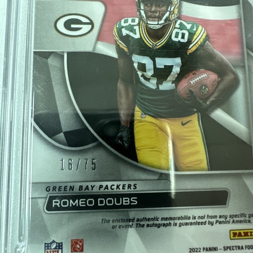 2022 Panini Spectra Romeo Doubs RPA Hyper Prizm /75 Rookie Patch Auto PSA 9 - Picture 3 of 3