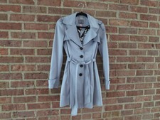 Lipsy London Light Blue Belted Short Trench Coat Jacket Size 4