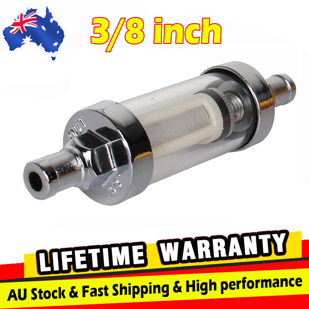 Chrome & Glass Inline Fuel Filter – 1/4" (6mm) With Fitting Kit – Classic Car