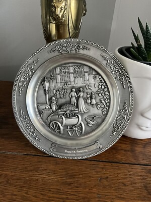 Wmf Zinn Wedding Scene Pewter Plate Engraved Happy 25th