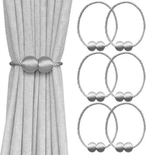  6 Pack Magnetic Curtain Tiebacks, Decorative Curtain Holdbacks