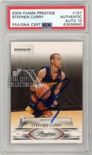 Stephen Curry 2009 Prestige Autograph Rookie Card #157 PSA Authentic PSA/DNA 10