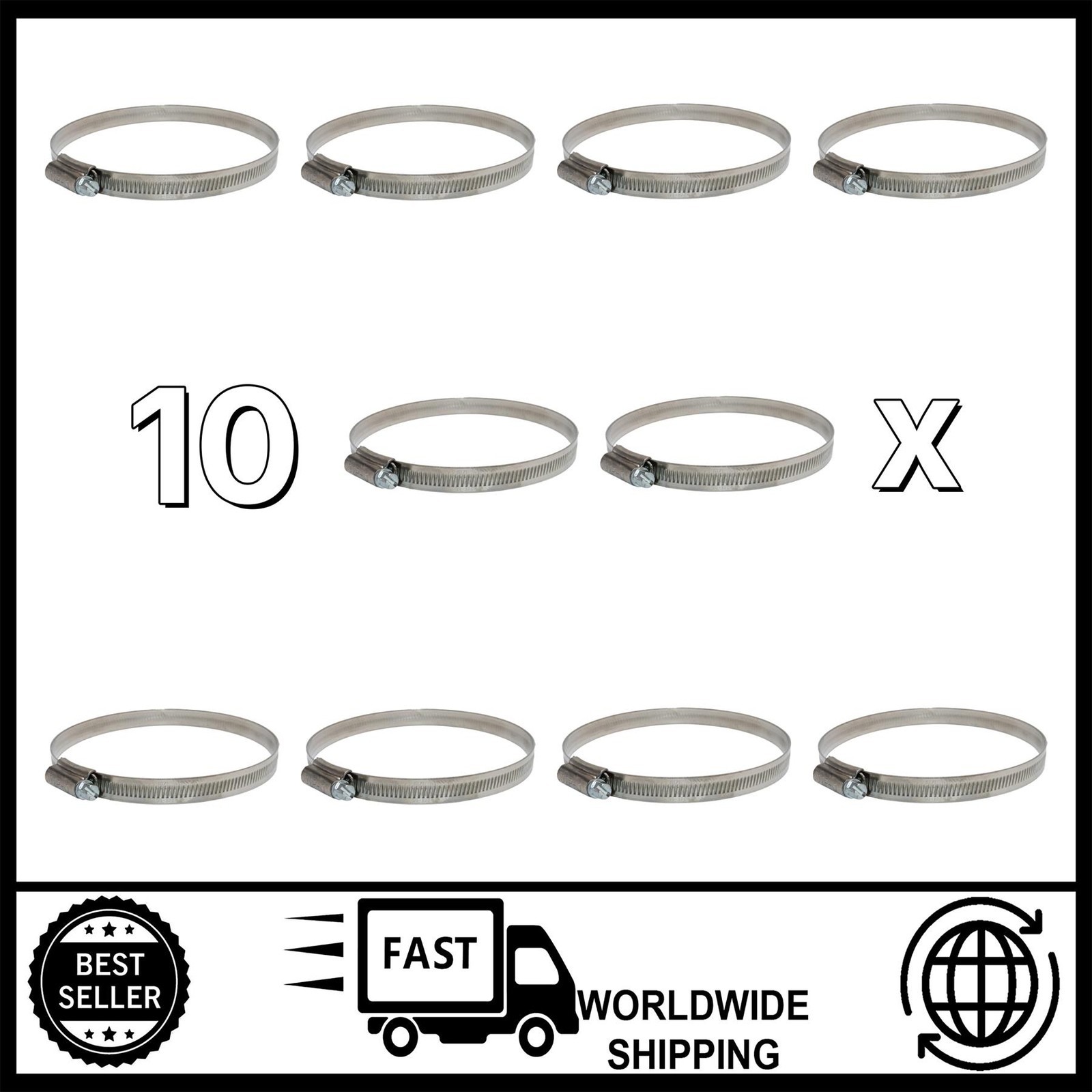 10x Jubilee Hose Clamp 90–120mm Stainless Steel 304