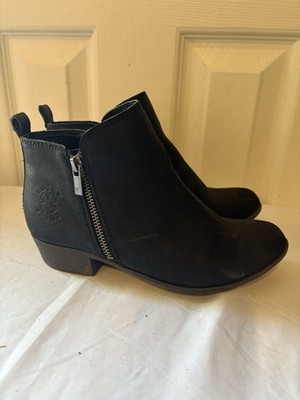 Lucky Brand Basel Black Leather Ankle Boots Booties Girls Size 3