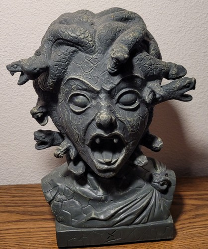 Paper Magic WORKS Halloween Animated MEDUSA Bust Haunted Statue READ vtg Lightup