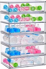 Wide Stackable Acrylic Storage Drawers 6 Pack Clear Plastic Organizer Bins for