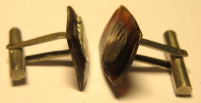 Boutons De Manchettes Anciens éléphant - Argent Et Bakélite Façon écaille - Très Bon état