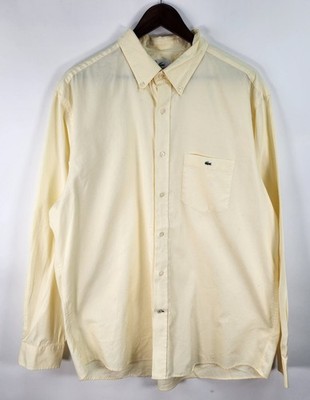 Lacoste Button Down Shirt Men's 44 Classic Fit Yellow Professional Comfort