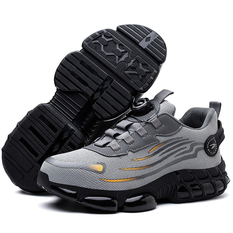 Men Steel Toe Cap Work Safety Shoes Rotating Button Comfort 