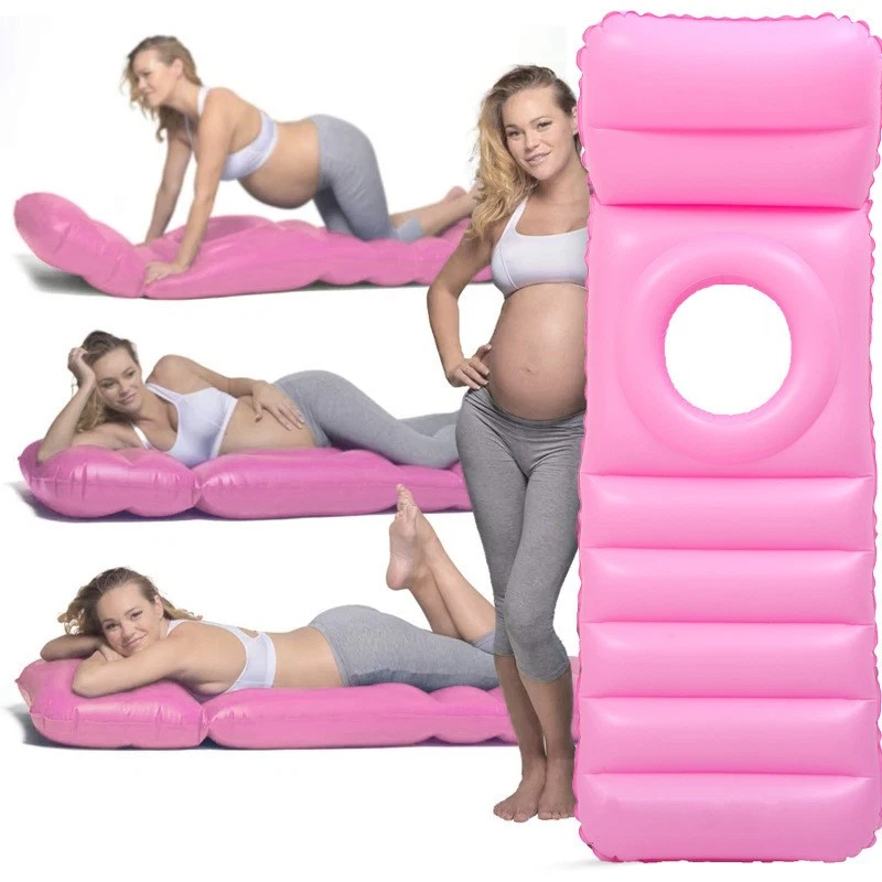 Almohada inflable para embarazo cama de aire de maternidad de cuerpo completo con orificio para abdomen Foto 3 de 4