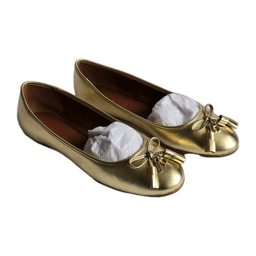 Coach Womens Shoes Size 5.5 B Benni MTLE Flat Gold FG2564 NEW w/ Box Metallic - Picture 10 of 20