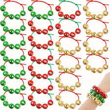 24 Pieces Assorted Colors Christmas Jingle Bell Bracelets Adjustable Christmas B